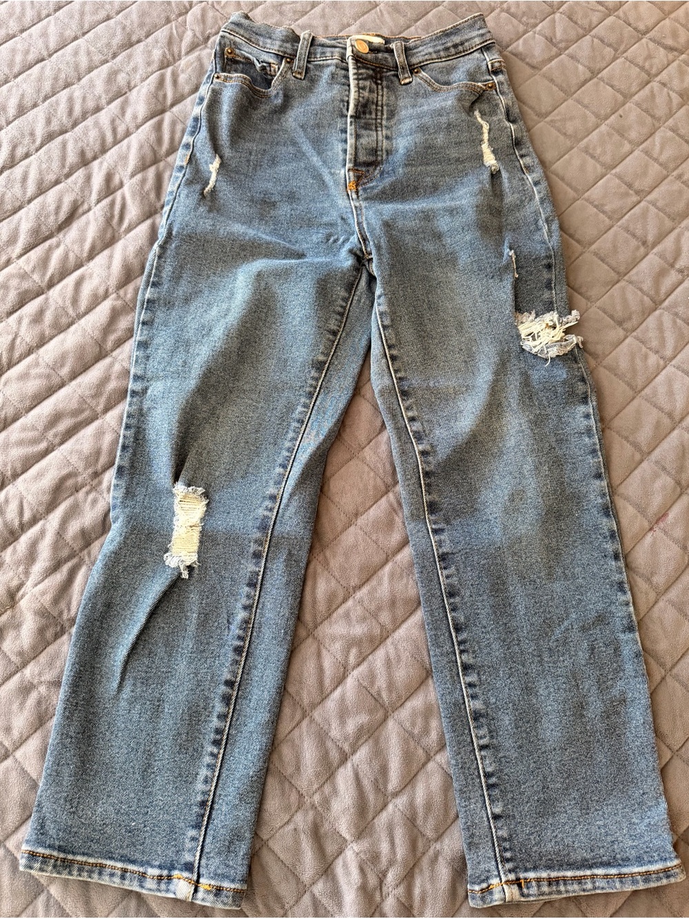 GB girls Light Blue Distressed Straight-Leg Jeans